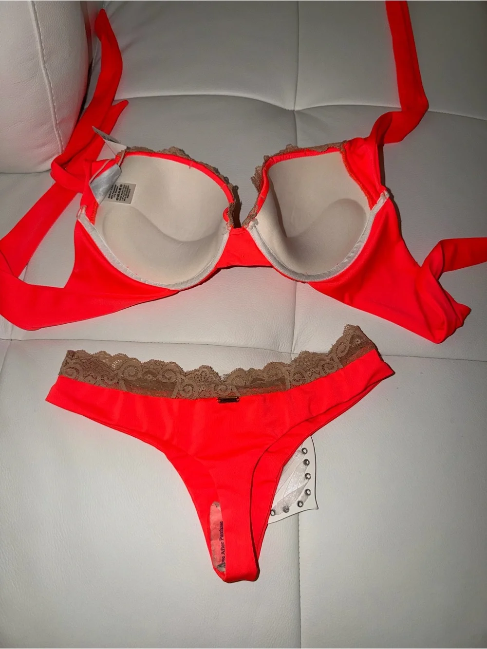 Beach Bunny Love Potion Coral Lace Bikini Set - XL TOP/ S BOTTOM